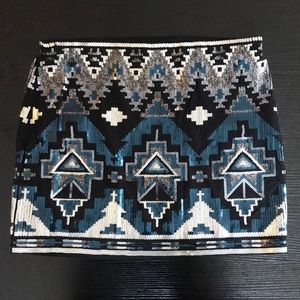 NWOT! Blue sequin mini skirt